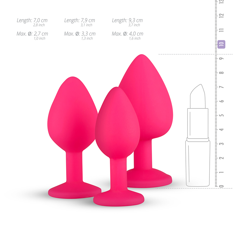 Silicone Butt Plug with Diamond - Pink image