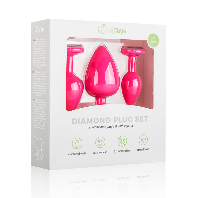 Silicone Butt Plug with Diamond - Pink image