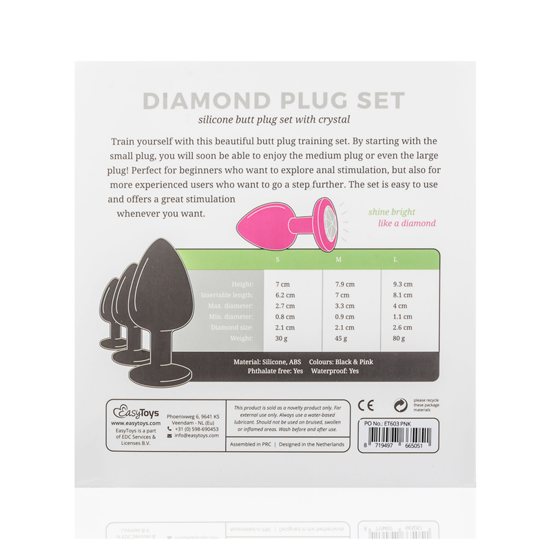 Silicone Butt Plug with Diamond - Pink image