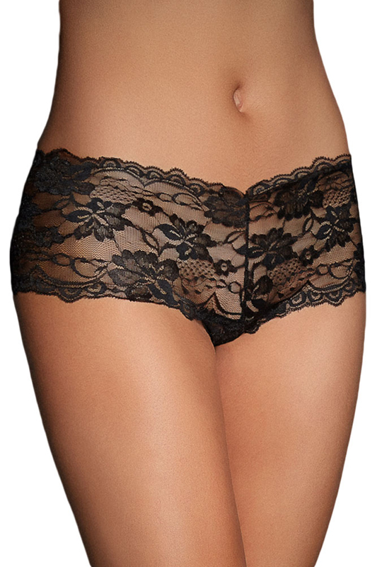 Naughty Knicker Hipsters de encaje - Negro