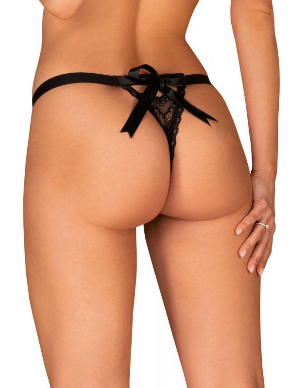 Isabellia Sexy Lace Thong - Black image