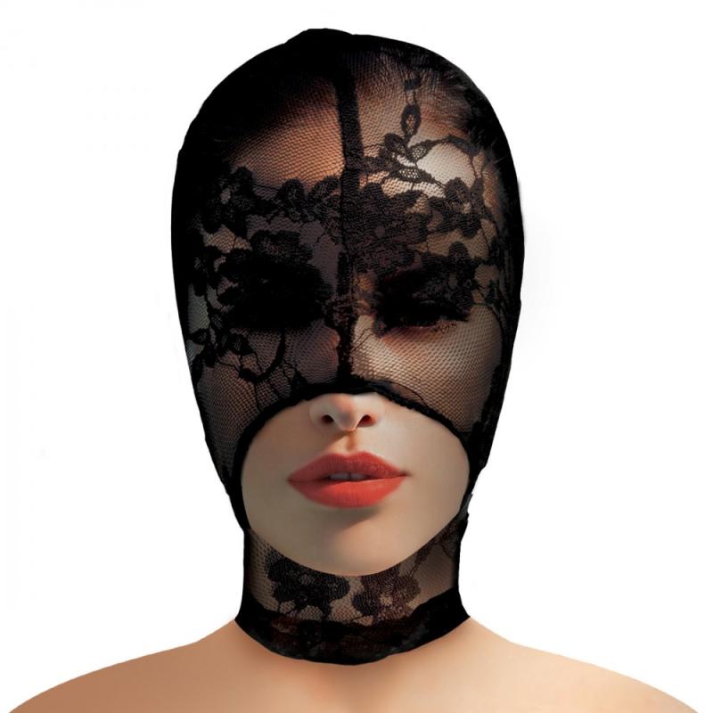 Image of Lace Seduction Bondage-Maske - Schwarz