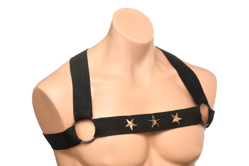Thumbnail - XR Brands - Brustgeschirr mit Armbändern - Schwarz