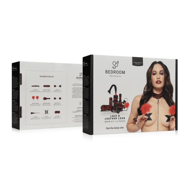 - Lace & Leather Look - Set Bondage 8 Pièces - Rouge 3