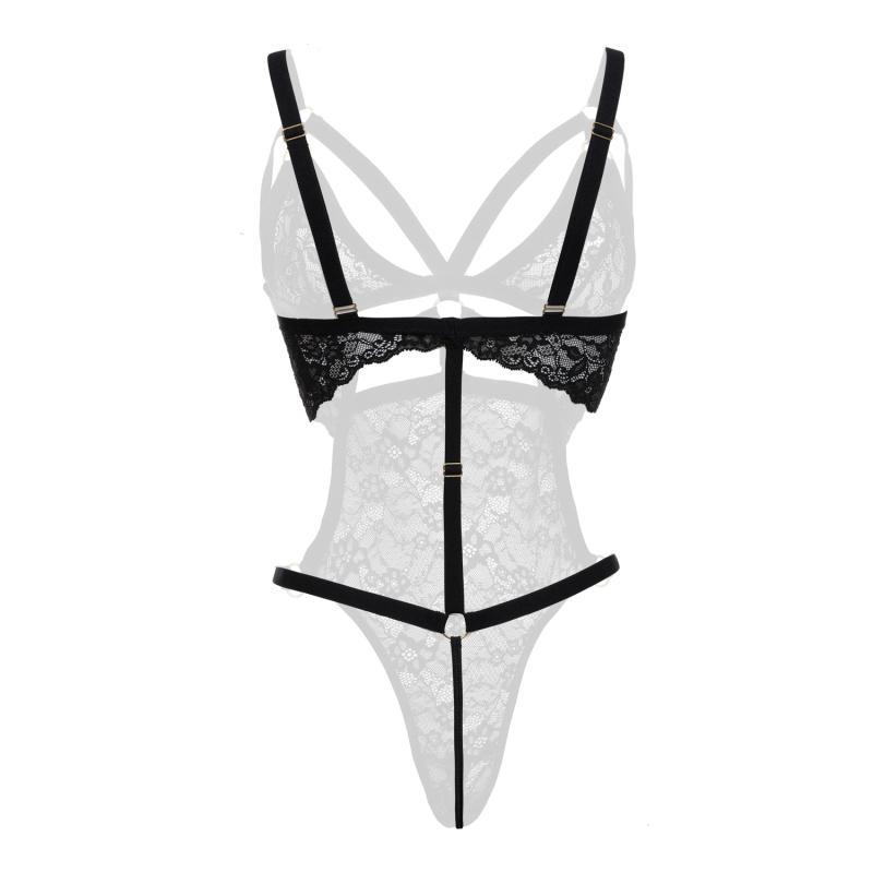Body exclusif à l’entrejambe ouvert Giselle - Noir 5