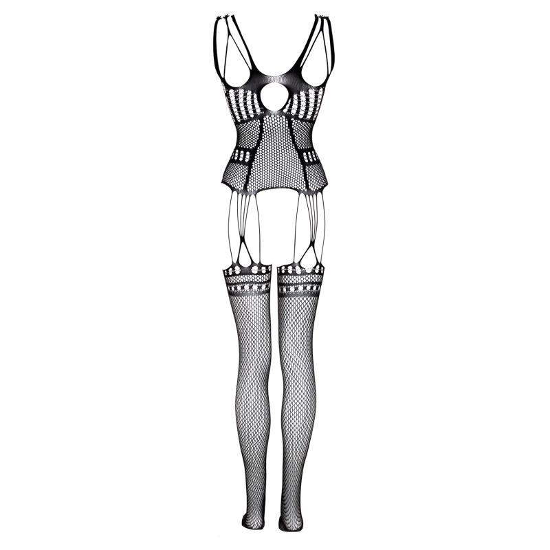 Catsuit avec design porte-jarretelles - Noir 5