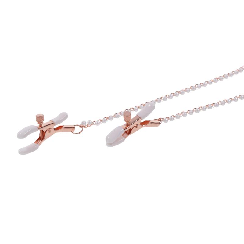 Sportsheets – S&M Peaches ‘n CreaMe Collier avec Pinces à Tétons – Cream 5
