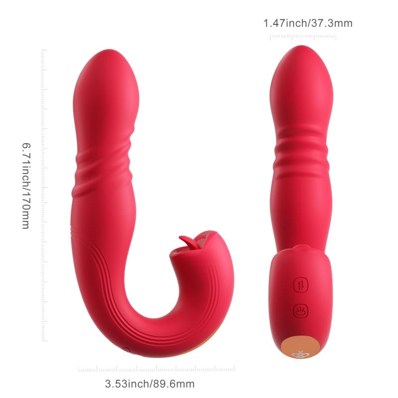 - JOI Thrust 2 Capteur de Pression Contrôlé par App Vibrateur de Point G Poussant et Lécheur de Clitoris avec Langue Rouge 6