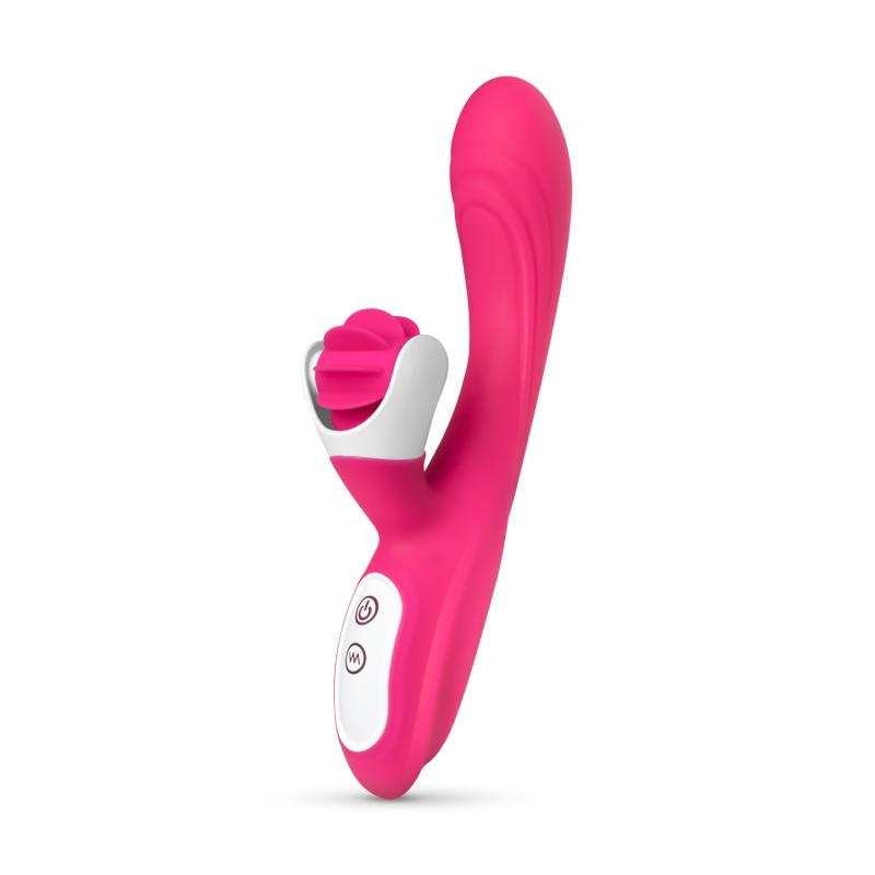 Rabbit-Vibrator mit rotierender Zunge - Rosa