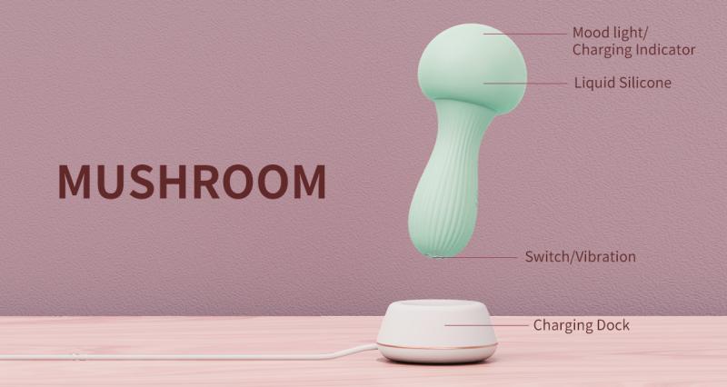 - Vibromasseur Wand Silicone Mushroom - Bleu-vert 5