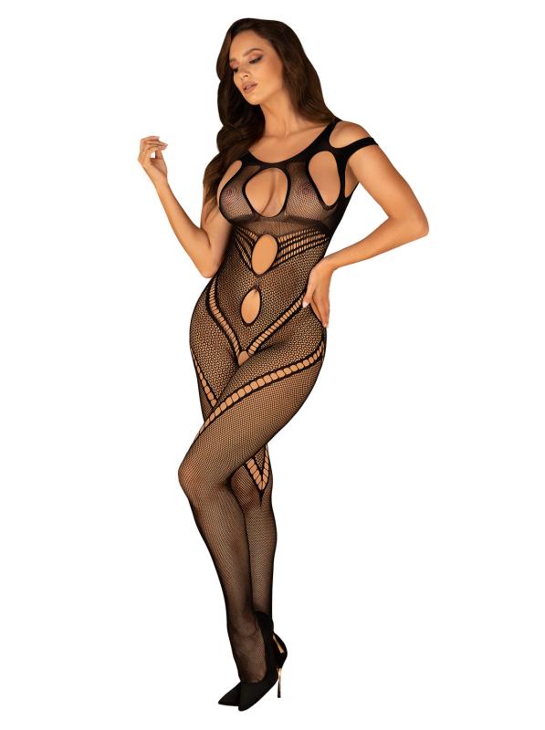 Catsuit mit offenem Schritt – schwarz
