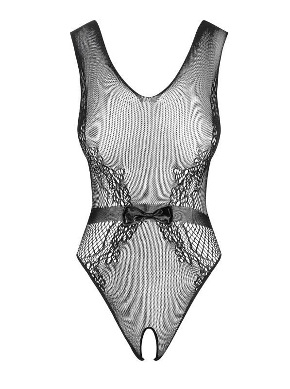 Bodysuit mit offenem Schritt – Schwarz