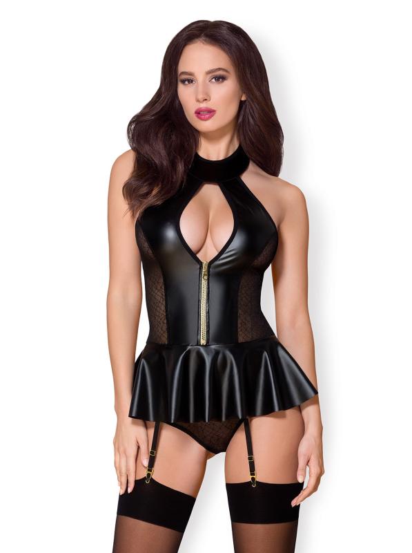 Obsessive – 859-COR-1 Korsett & String – Schwarz