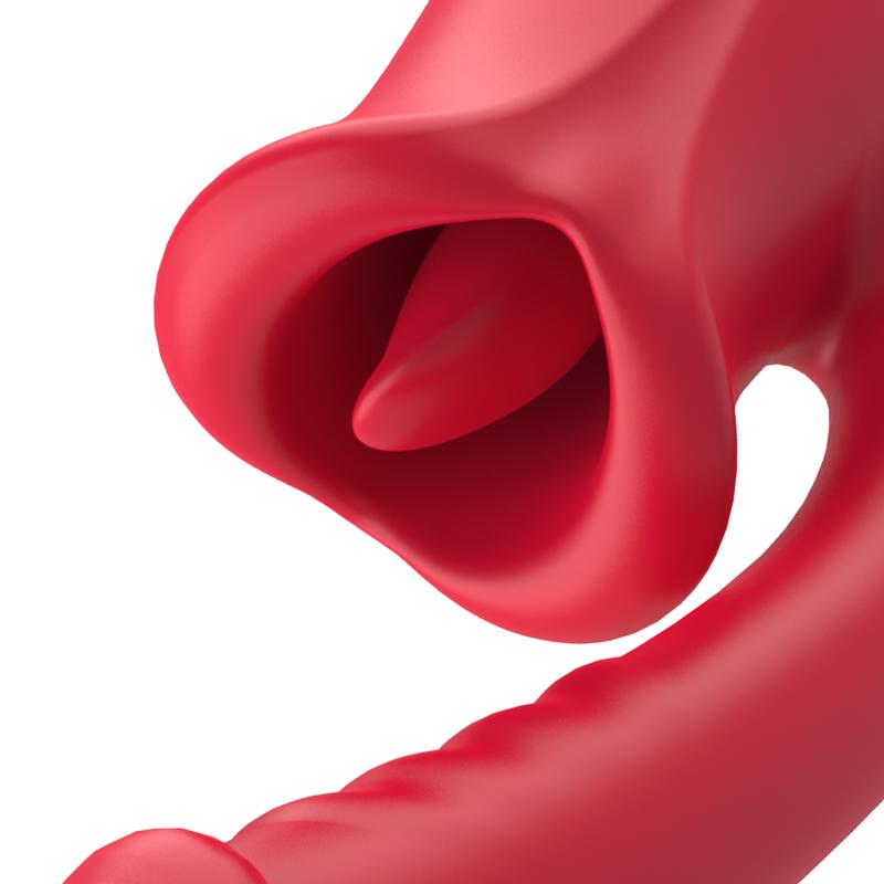 - Dildo avec stimulateur de clitoris - Rouge 4